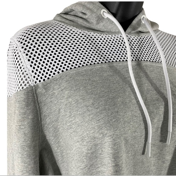 ANDREW MARC MNY mesh dropped shoulder cropped hooded active sweatshirt |… - Picture 3 of 6